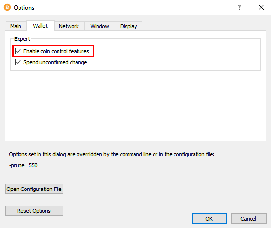 coin control core wallet
