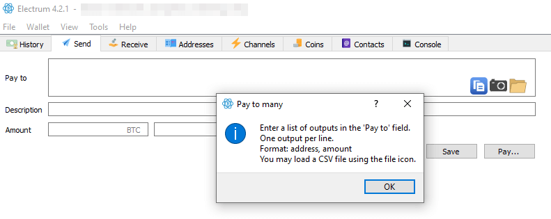 electrum pay to many