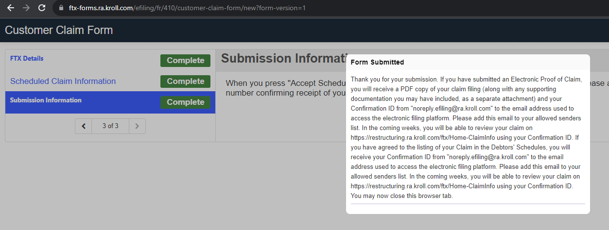 form submitted chapter11