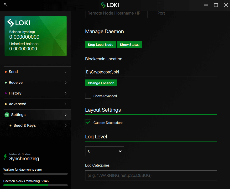 Loki wallet GUI