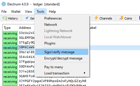 sign verify message ledger
