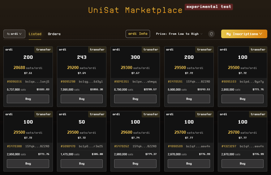 ordinal brc20 marketplace