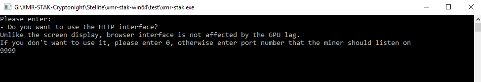 xmr stak initial setup